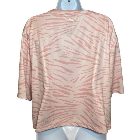 Puma Womens Pink Zebra Print Oversized T-Shirt XL 100% Polyester - Picture 2 of 10